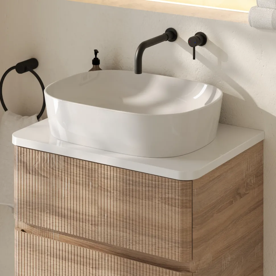Drench Origin 600mm Fluted Floorstanding Vanity Unit & Countertop