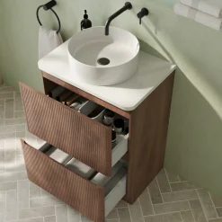 Drench Origin 600mm Fluted Floorstanding Vanity Unit & Countertop