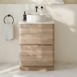 Drench Origin 600mm Fluted Floorstanding Vanity Unit & Countertop
