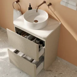 Drench Origin 600mm Fluted Floorstanding Vanity Unit & Countertop