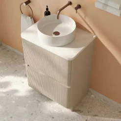 Drench Origin 600mm Fluted Floorstanding Vanity Unit & Countertop