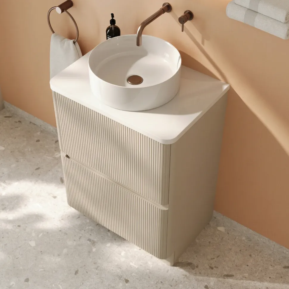 Drench Origin 600mm Fluted Floorstanding Vanity Unit & Countertop