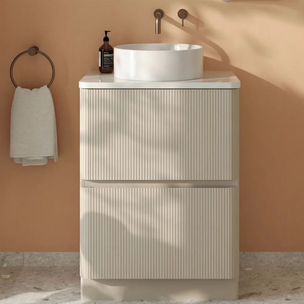 Drench Origin 600mm Fluted Floorstanding Vanity Unit & Countertop