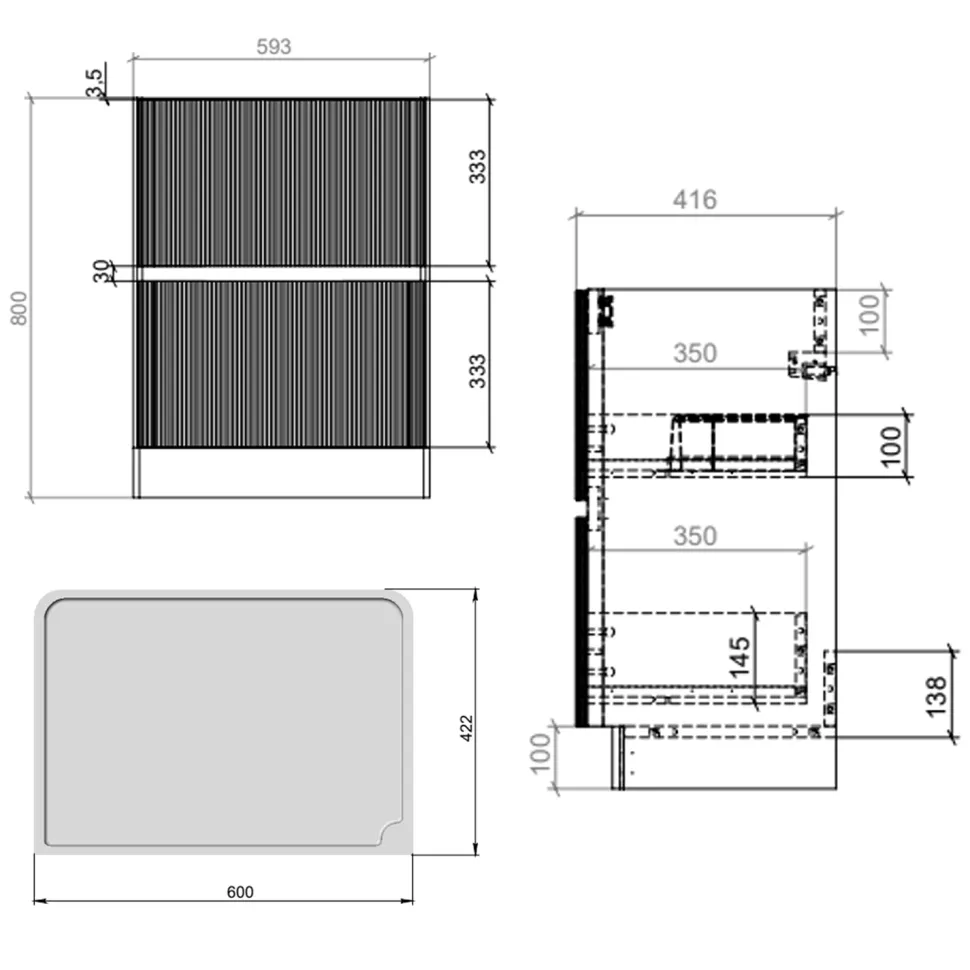 Drench Origin 600mm Fluted Floorstanding Vanity Unit & Countertop