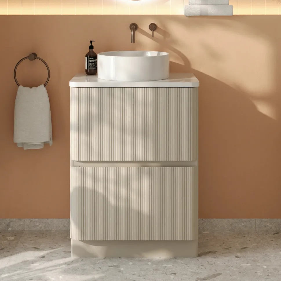 Drench Origin 600mm Fluted Floorstanding Vanity Unit & Countertop