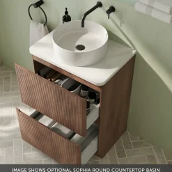 Drench Origin 600mm Fluted Floorstanding Vanity Unit & Countertop