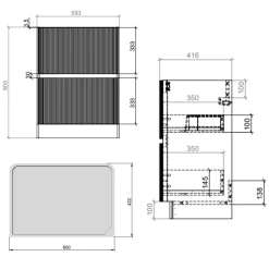 Drench Origin 600mm Fluted Floorstanding Vanity Unit & Countertop