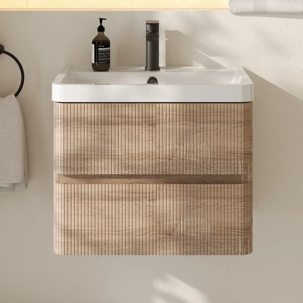 Drench Origin 600mm Fluted Wall Mounted Vanity Unit & Basin