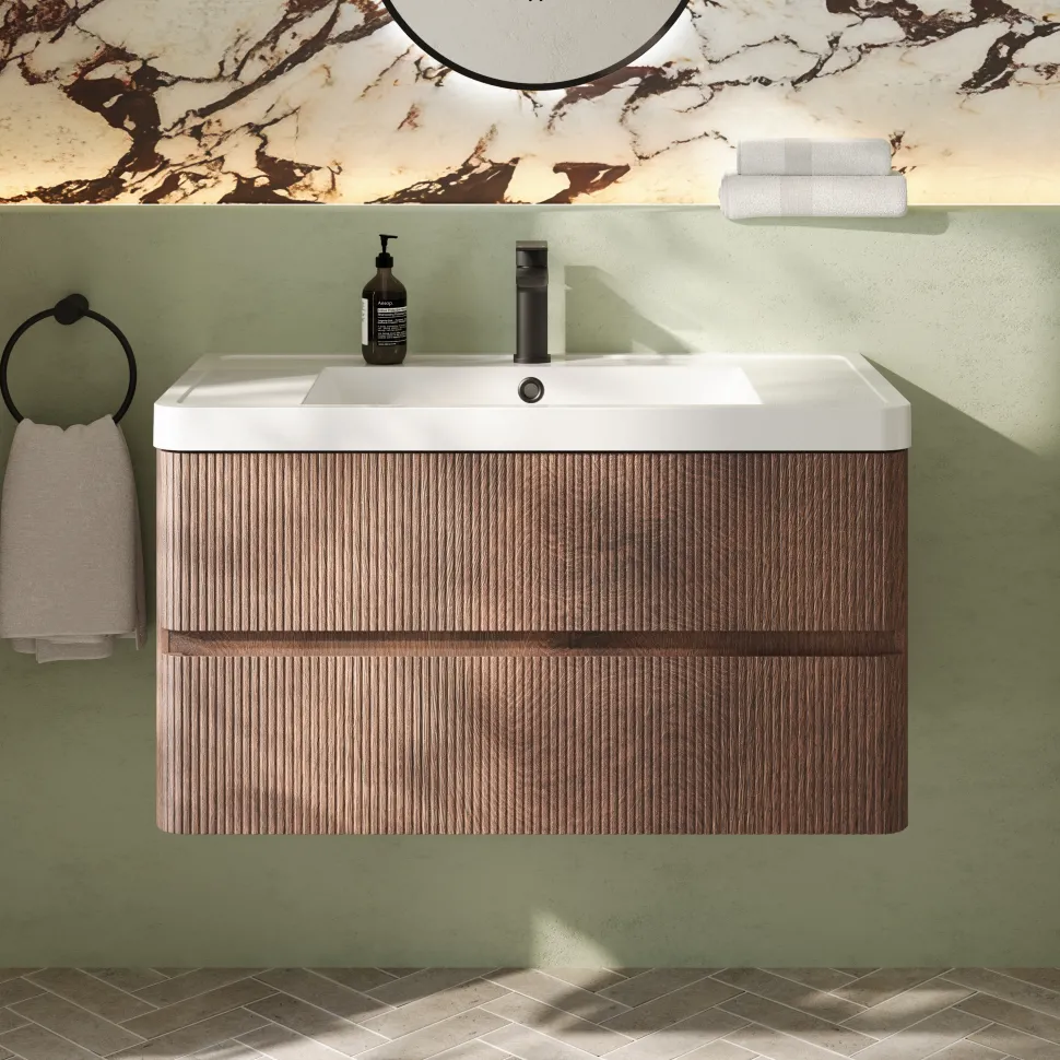 Drench Origin 900mm Fluted Wall Mounted Vanity Unit & Basin