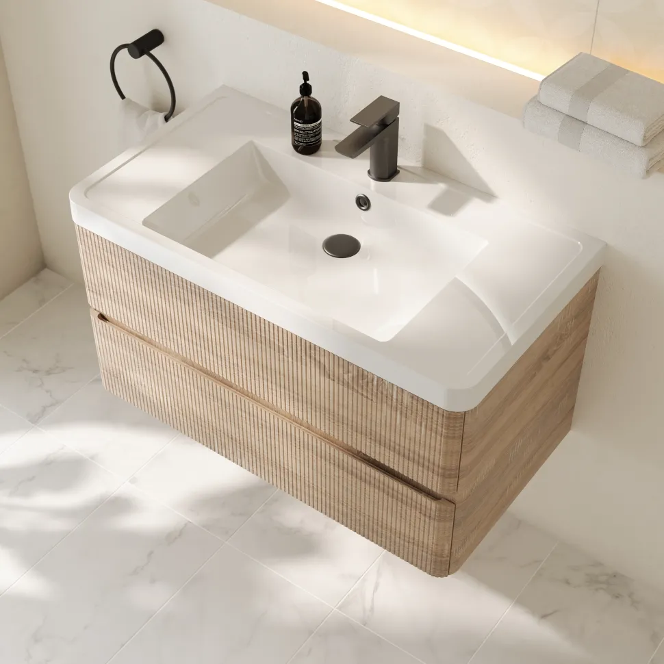 Drench Origin 900mm Fluted Wall Mounted Vanity Unit & Basin