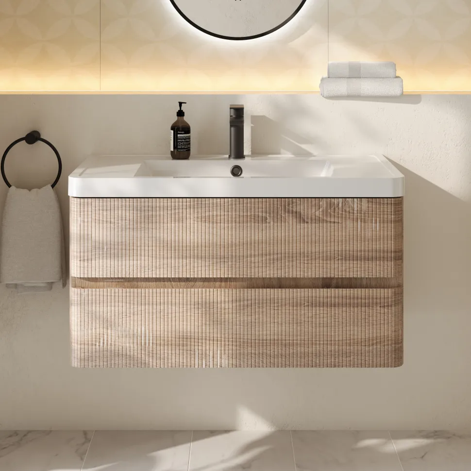 Drench Origin 900mm Fluted Wall Mounted Vanity Unit & Basin