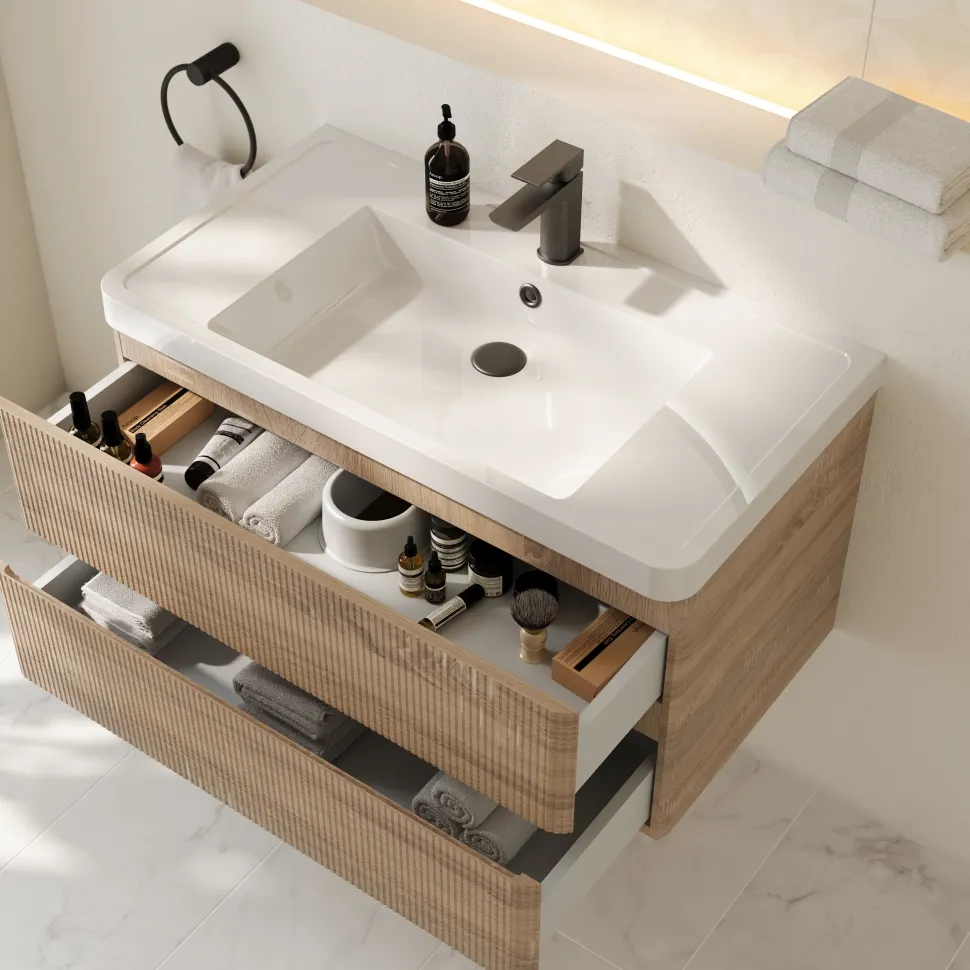 Drench Origin 900mm Fluted Wall Mounted Vanity Unit & Basin
