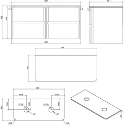 Drench Origin 1000mm Fluted Wall Mounted Vanity Unit & Countertop