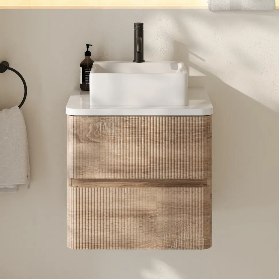 Drench Origin 500mm Fluted Wall Mounted Vanity Unit & Countertop