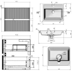 Drench Origin 500mm Fluted Wall Mounted Vanity Unit & Basin