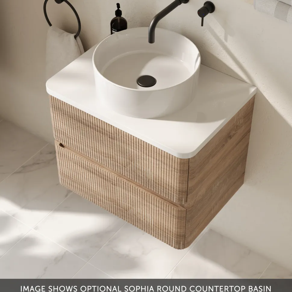 Drench Origin 600mm Fluted Wall Mounted Vanity Unit & Countertop