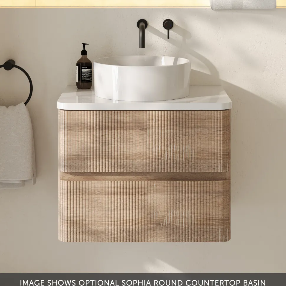 Drench Origin 600mm Fluted Wall Mounted Vanity Unit & Countertop