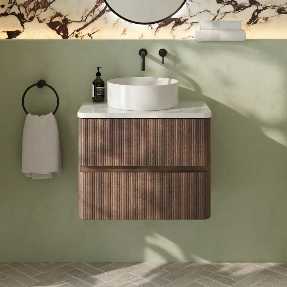 Drench Origin 600mm Fluted Wall Mounted Vanity Unit & Countertop
