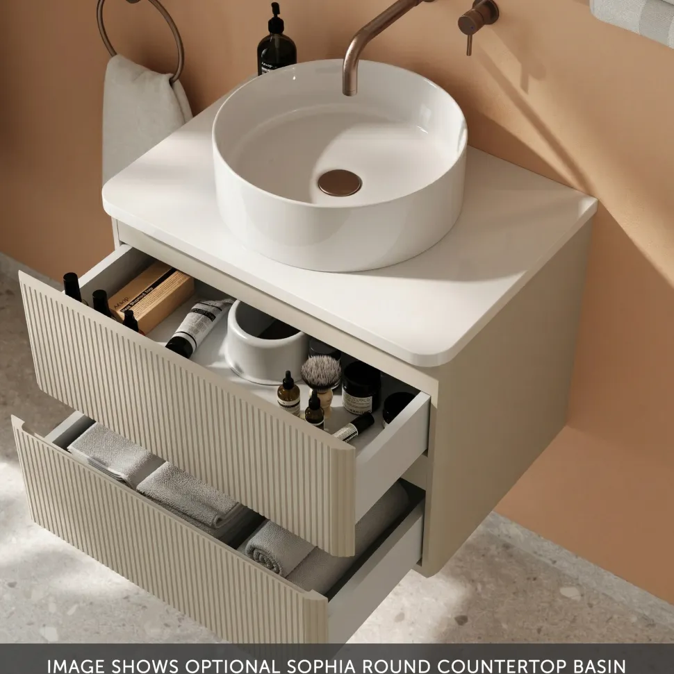 Drench Origin 600mm Fluted Wall Mounted Vanity Unit & Countertop