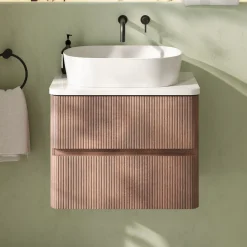 Drench Origin 600mm Fluted Wall Mounted Vanity Unit & Countertop