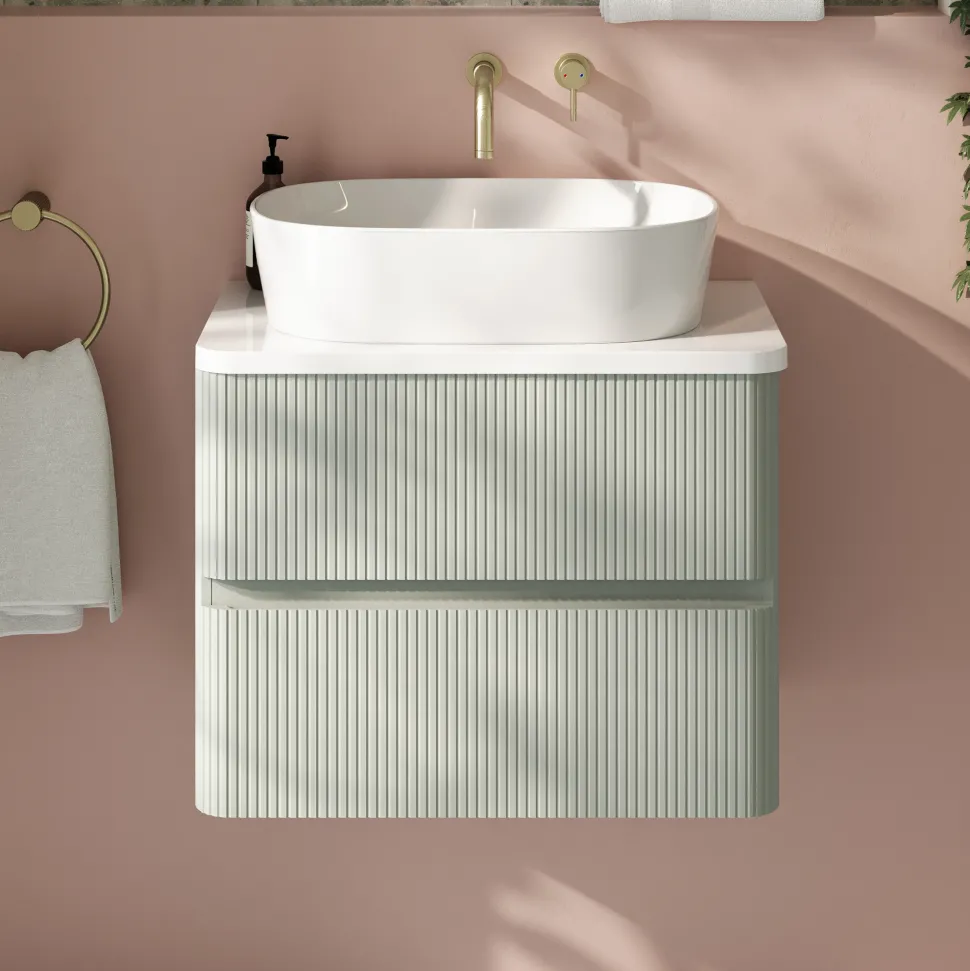 Drench Origin 600mm Fluted Wall Mounted Vanity Unit & Countertop