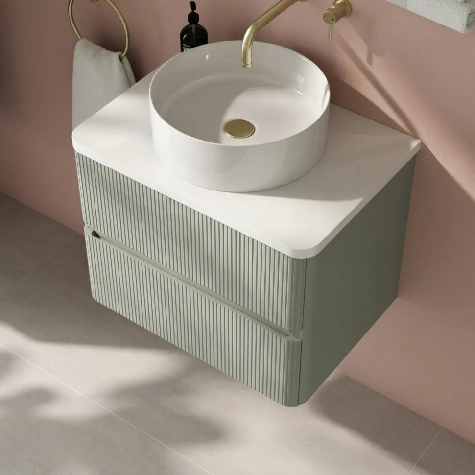 Drench Origin 600mm Fluted Wall Mounted Vanity Unit & Countertop