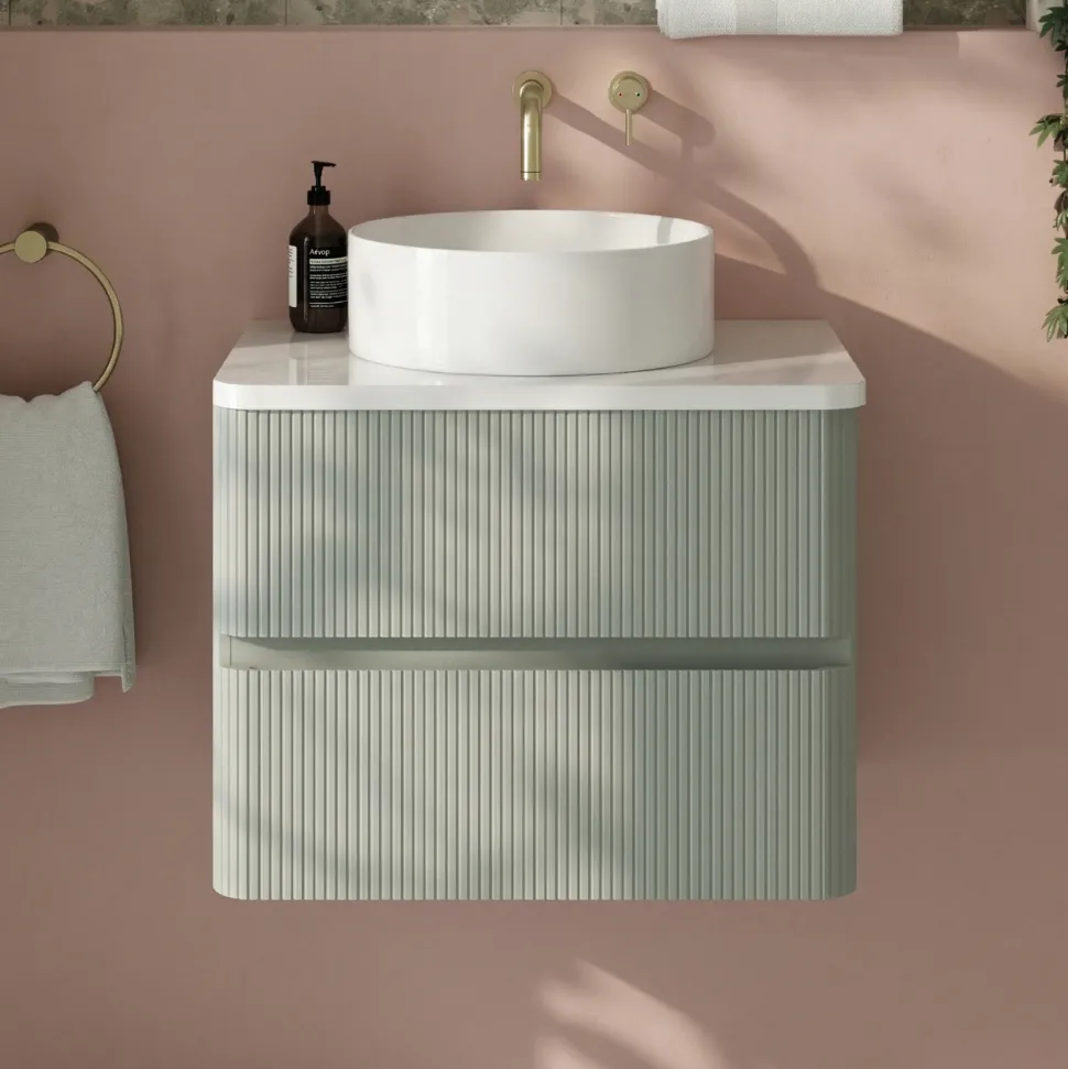 Drench Origin 600mm Fluted Wall Mounted Vanity Unit & Countertop