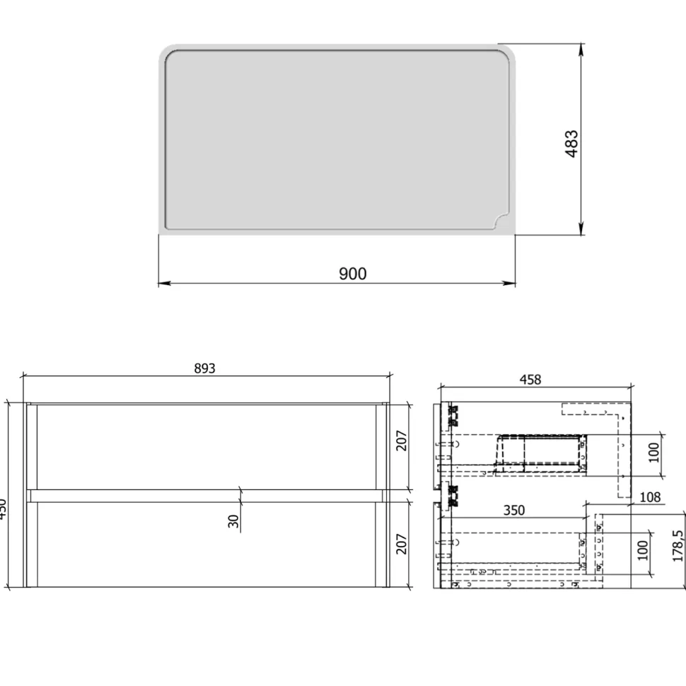 Drench Origin 900mm Wall Mounted Vanity Unit & Countertop