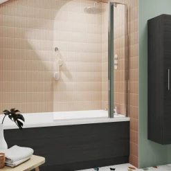 Drench Polished Chrome Curved Corner Bath Screen with Fixed Inline Panel - 1433 x 983mm