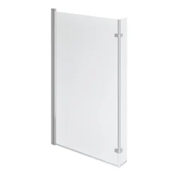 Drench Polished Chrome Hinged L-Shaped Bath Screen with Fixed Return - 1400 x 815mm