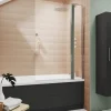 Drench Polished Chrome Square Corner Bath Screen with Fixed Inline Panel - 1435 x 985mm