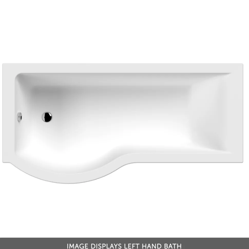 Drench P Shaped Shower Bath with Front Panel and Shower Screen - 1700mm