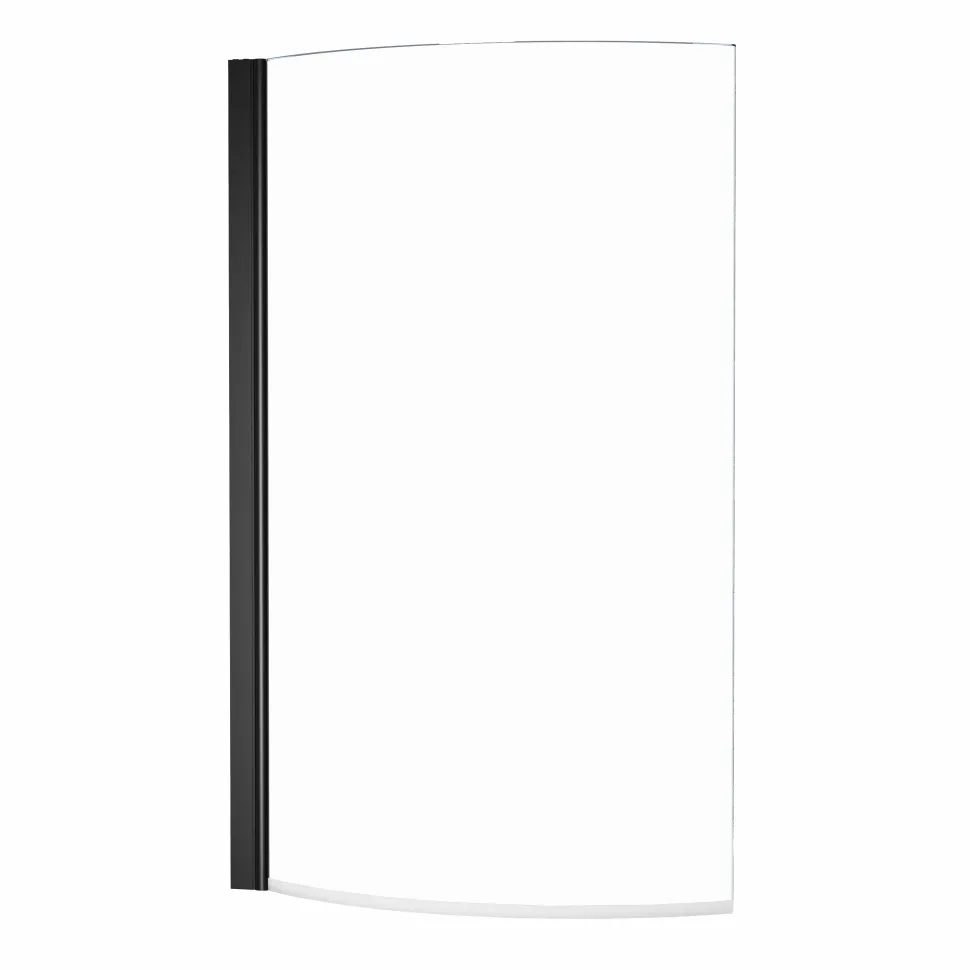 Drench P-Shaped Shower Bath with Matt Black Curved Shower Screen & Panel - 1700mm