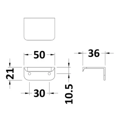 Drench Rear Fixed Furniture Handle - 30mm Centres