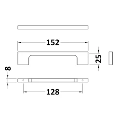 Drench Slimline D Bar Furniture Handle - 128mm Centres