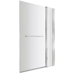 Drench Square Corner Bath Screen with Fixed Inline Panel & Rail - 1433 x 983mm