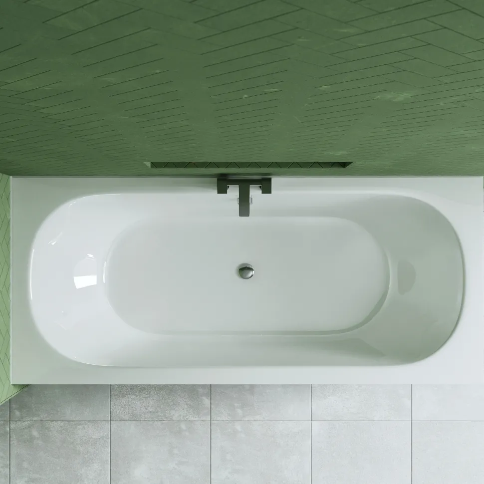 Drench Straight Double Ended Bath - Curved