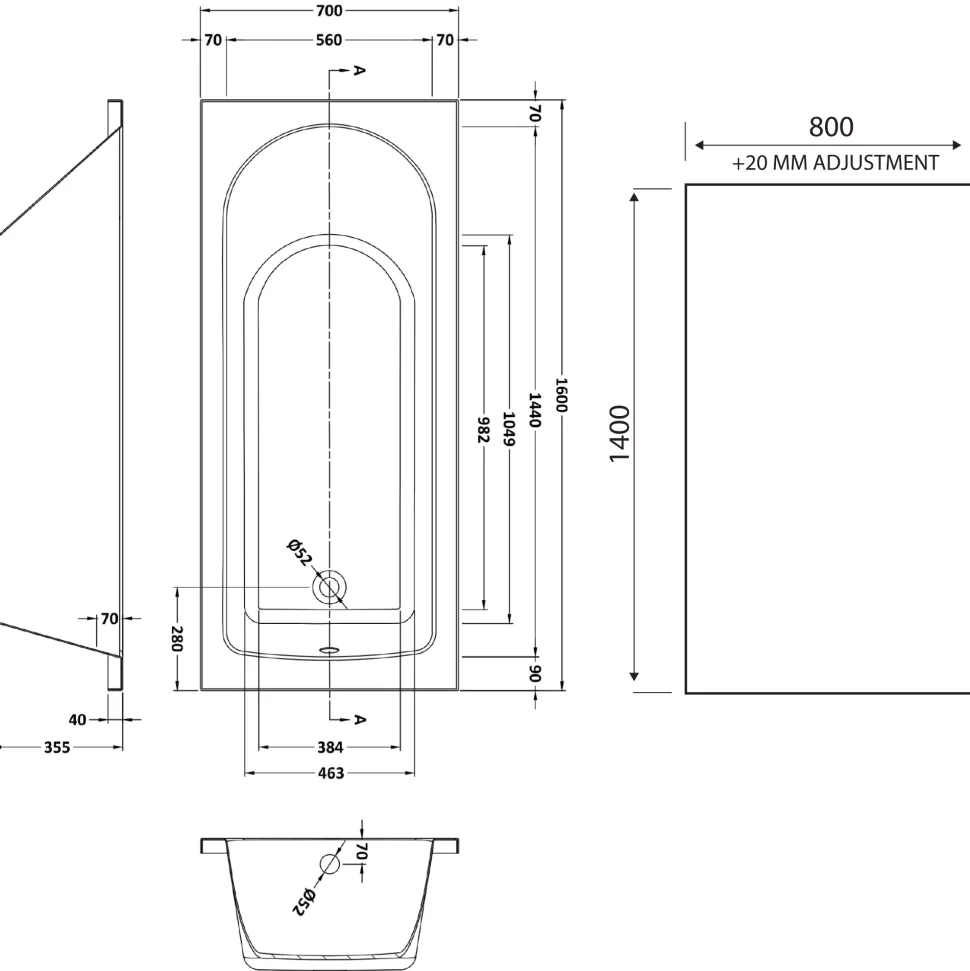 Drench Straight Single Ended Curved Bath & Shower Screen
