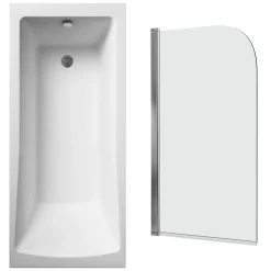 Drench Straight Single Ended Square Bath & Shower Screen