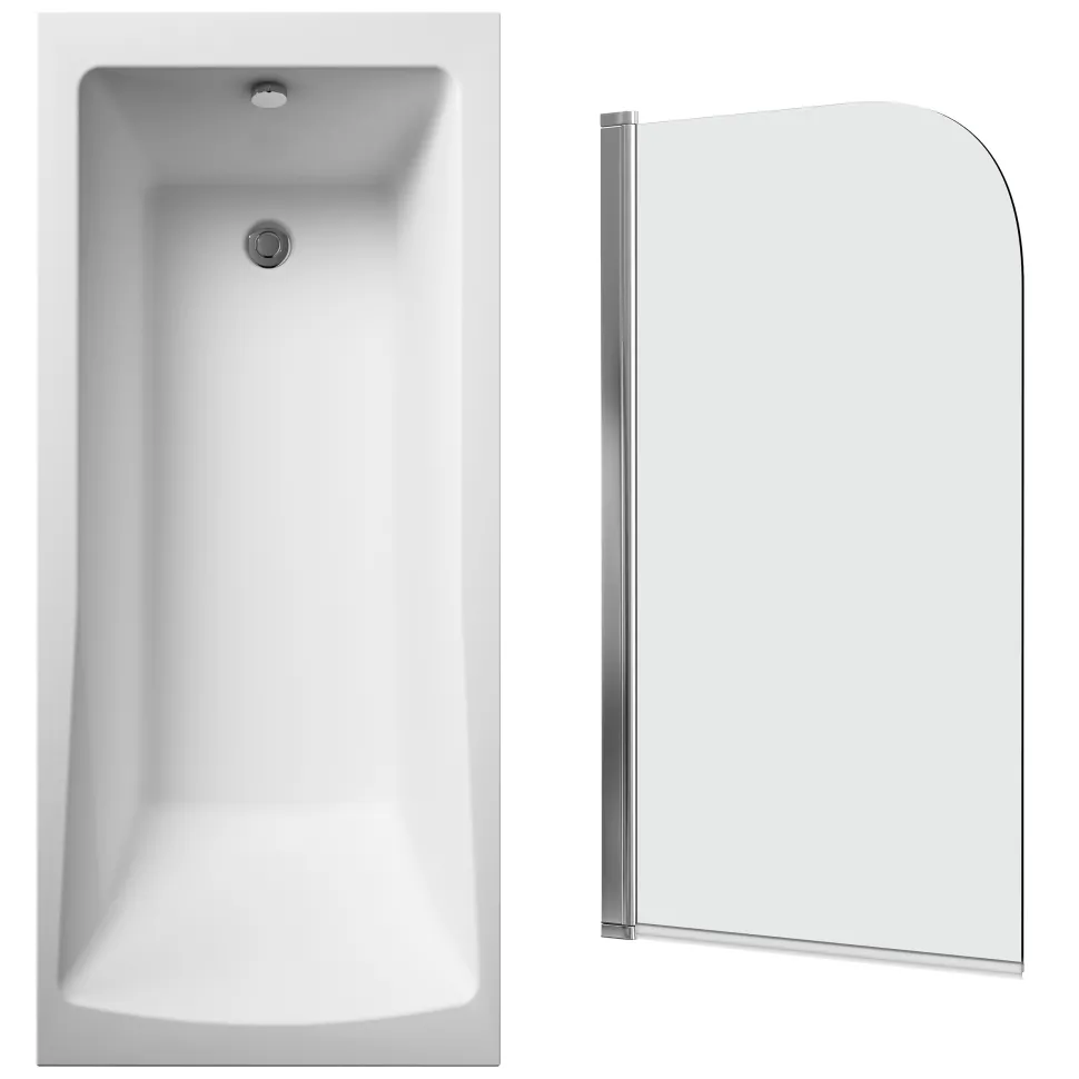 Drench Straight Single Ended Square Bath & Shower Screen
