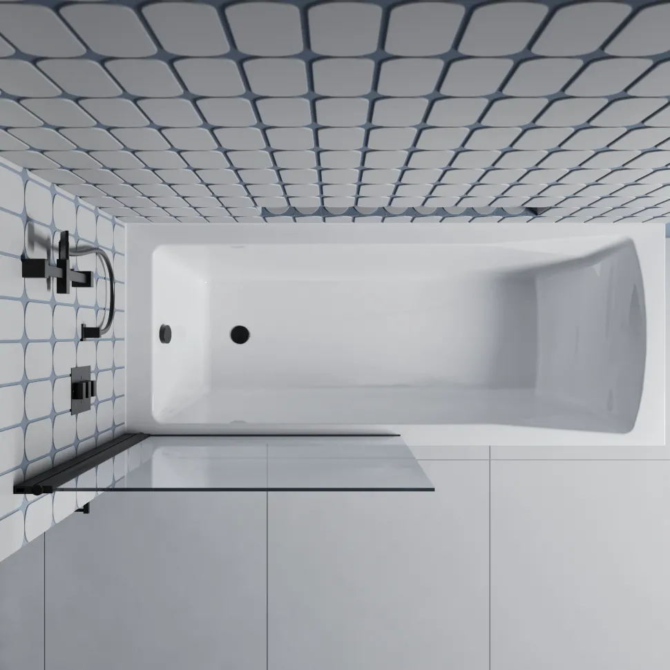 Drench Straight Single Ended Square Bath & Shower Screen