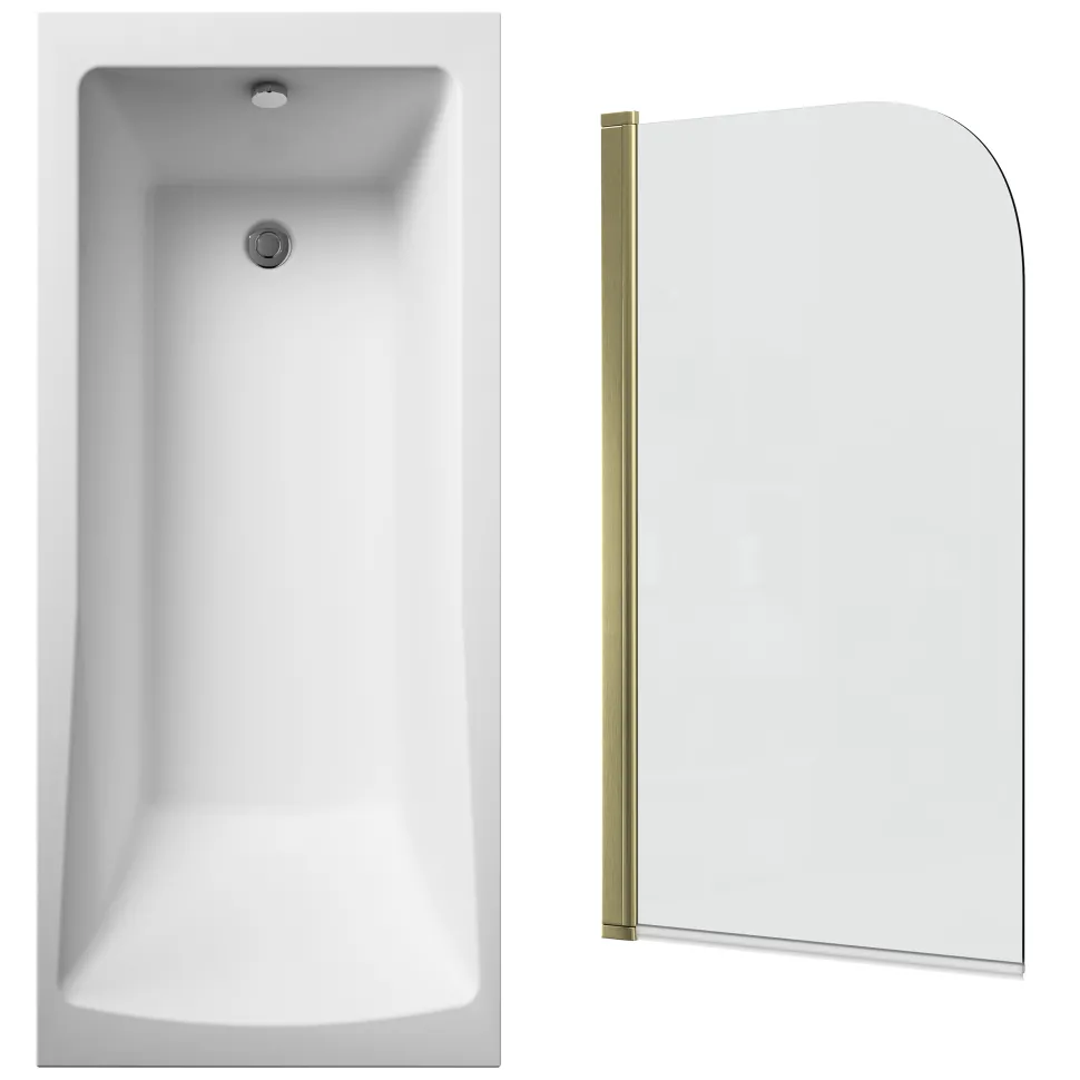 Drench Straight Single Ended Square Bath & Shower Screen