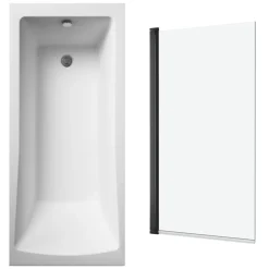 Drench Straight Single Ended Square Bath & Shower Screen