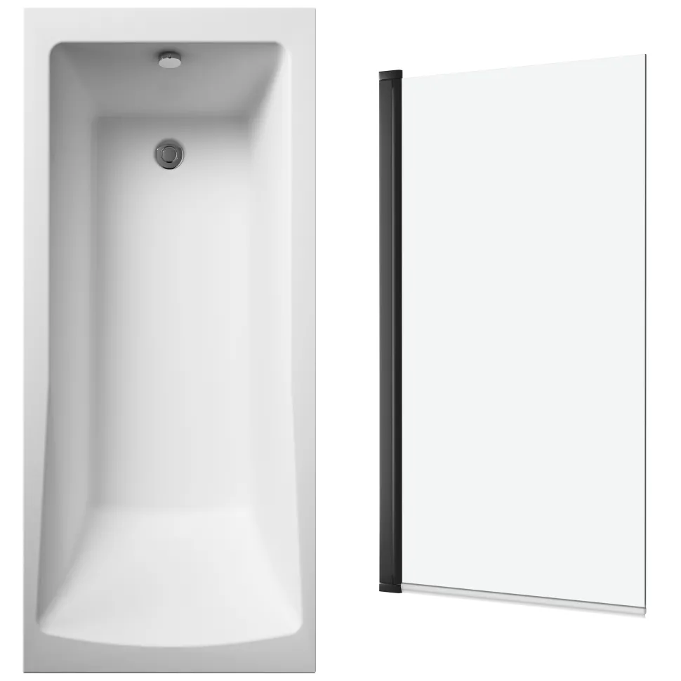 Drench Straight Single Ended Square Bath & Shower Screen