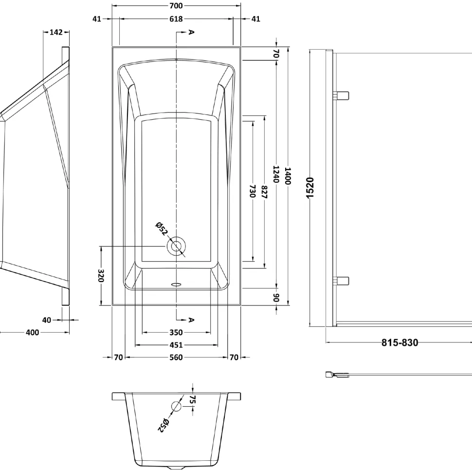 Drench Straight Single Ended Square Bath & Shower Screen