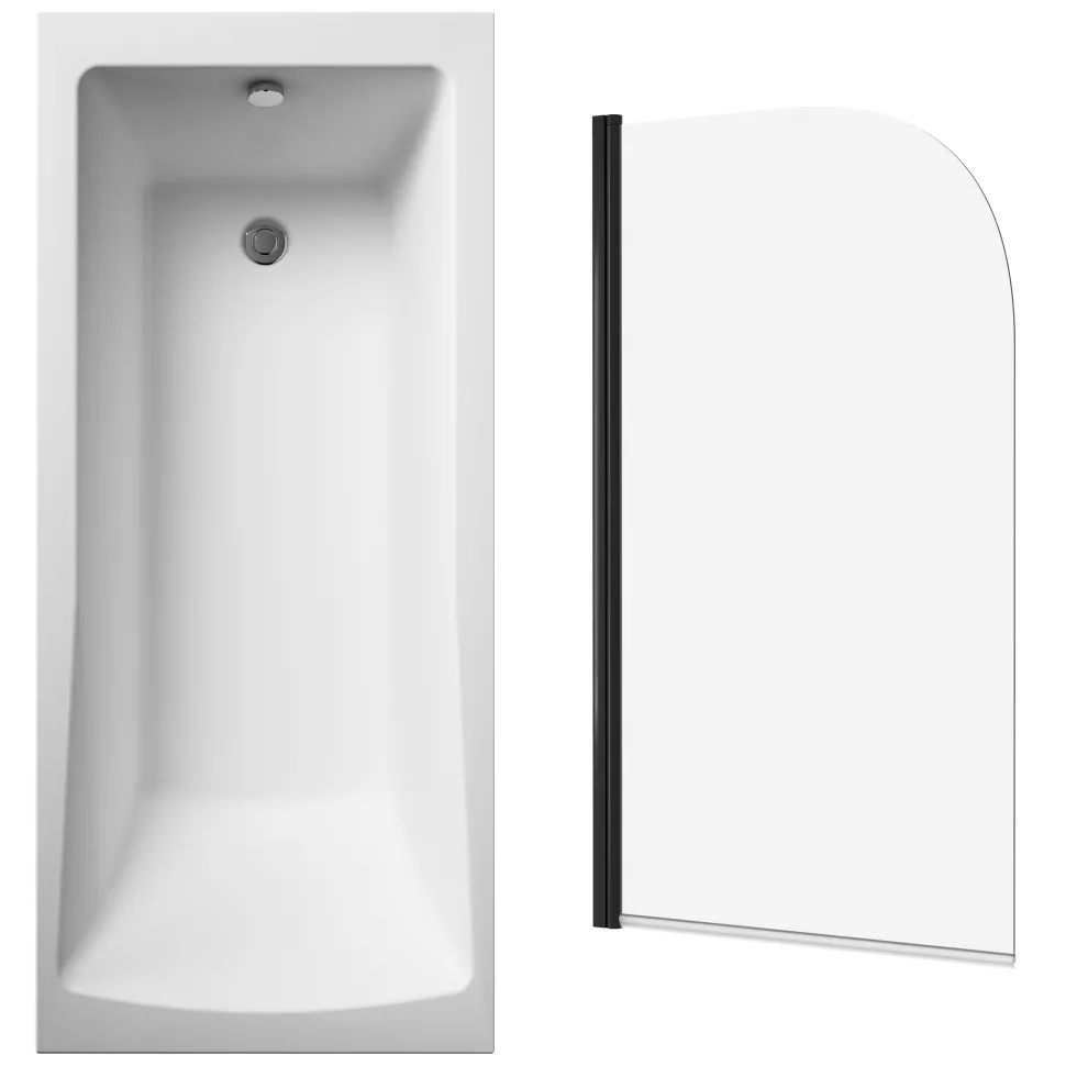 Drench Straight Single Ended Square Bath & Shower Screen