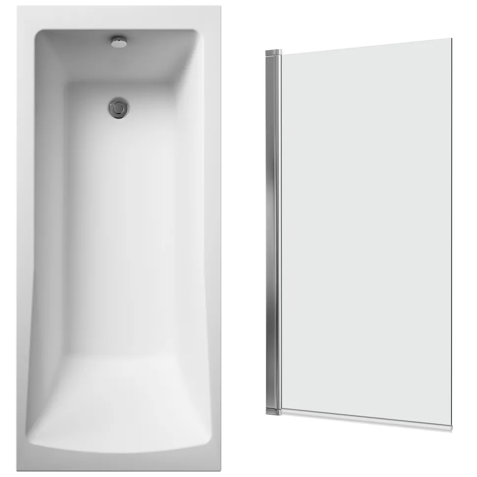 Drench Straight Single Ended Square Bath & Shower Screen
