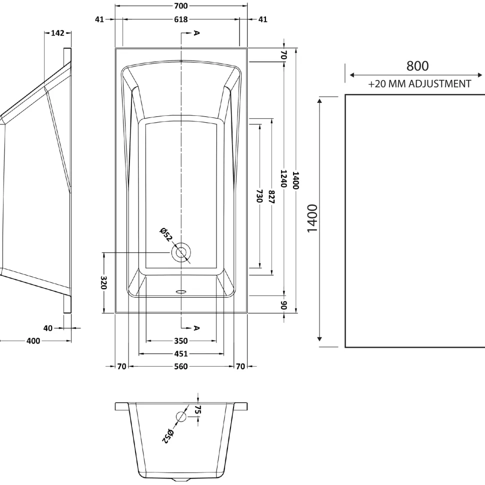 Drench Straight Single Ended Square Bath & Shower Screen