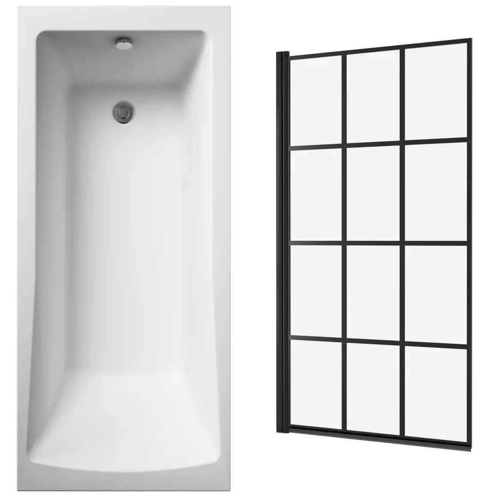 Drench Straight Single Ended Square Bath & Shower Screen