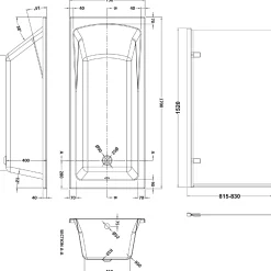 Drench Straight Single Ended Square Bath & Brushed Brass Shower Screen